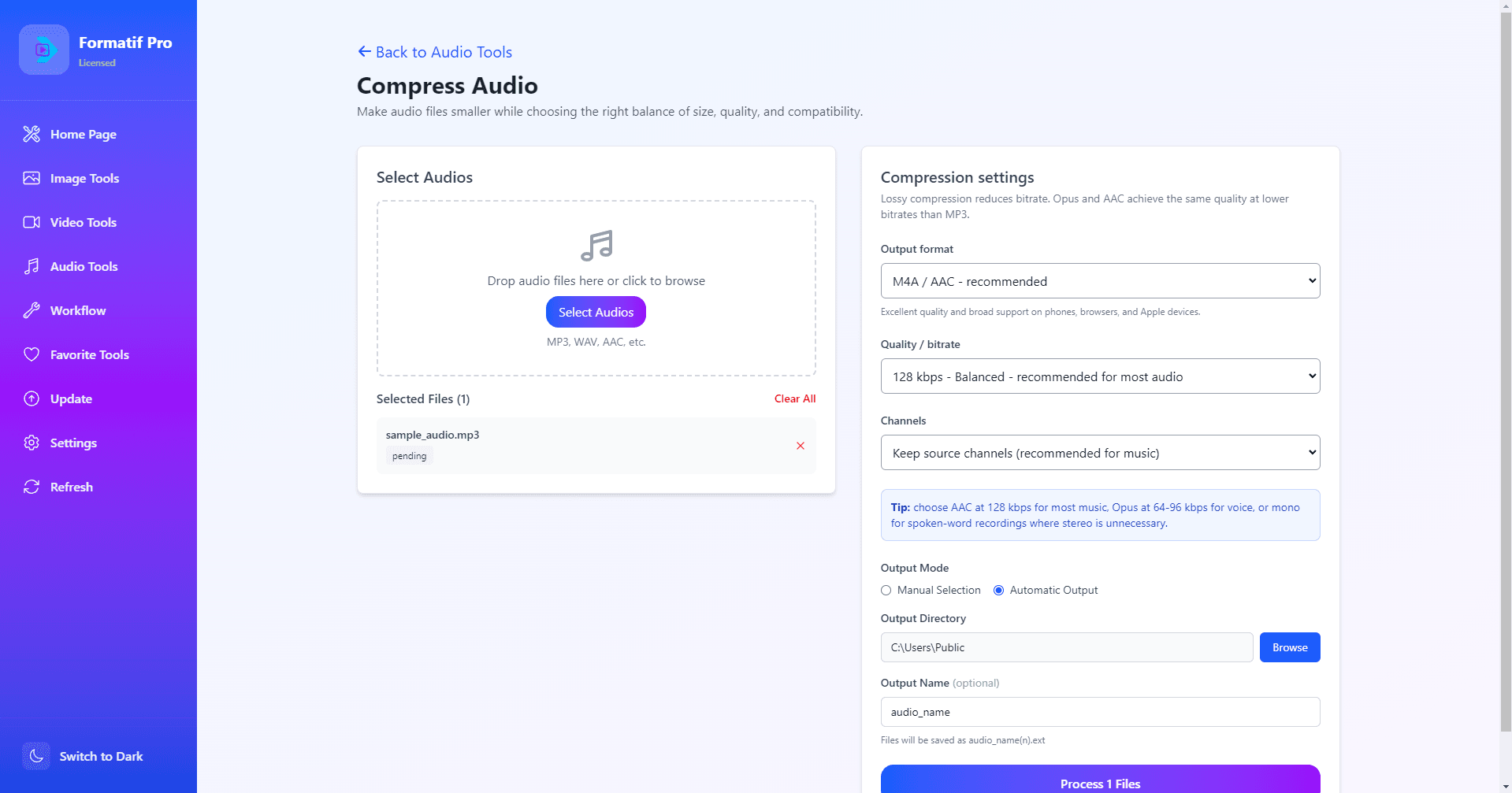 Audio Compression screenshot
