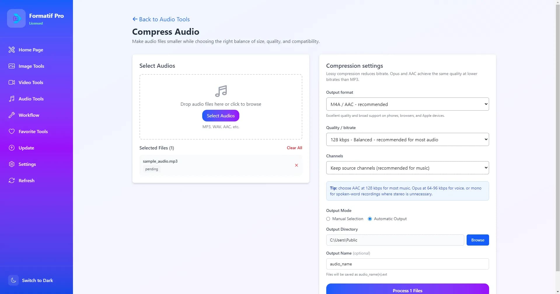 Audio Compression screenshot