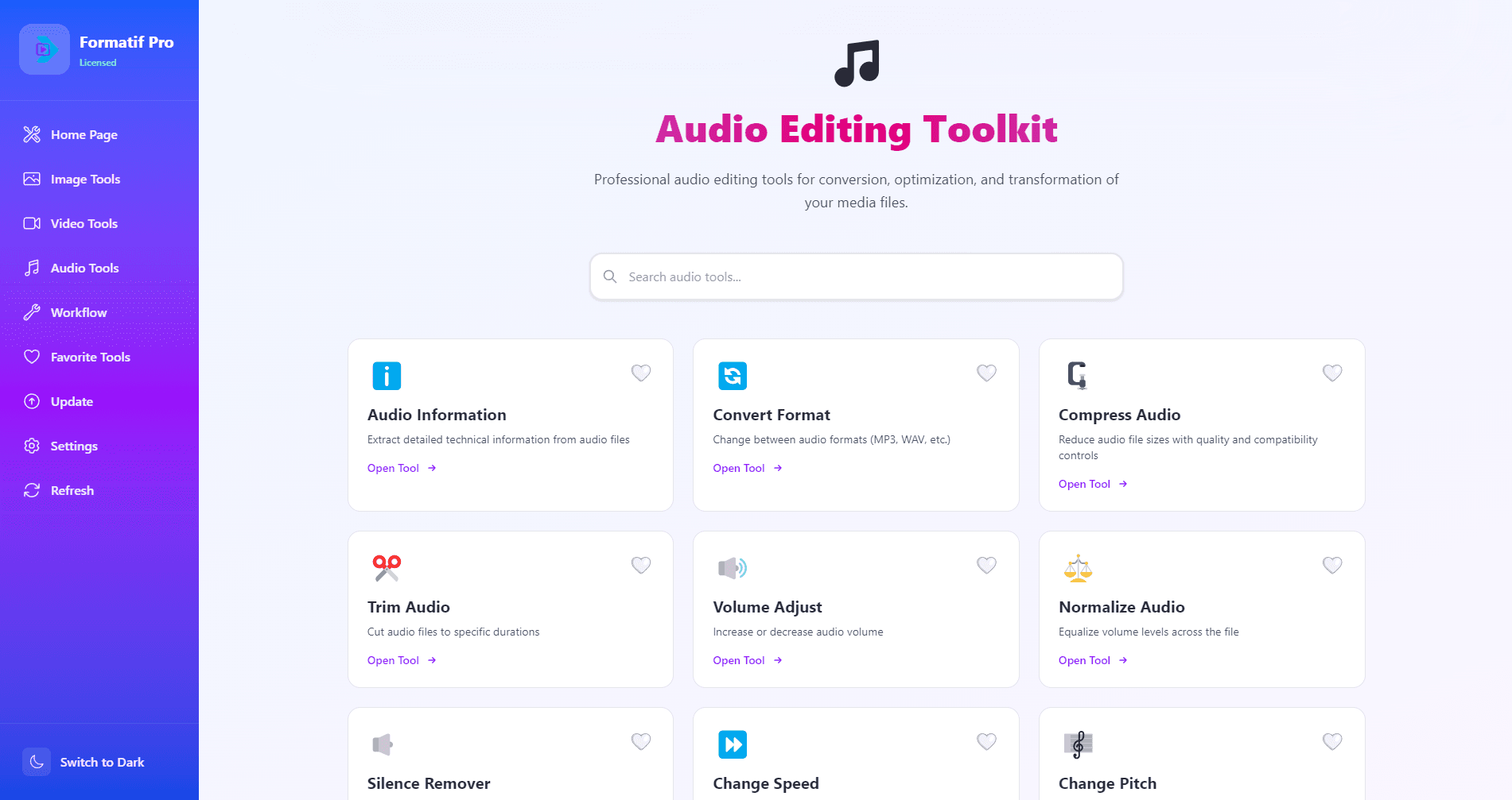 Audios screenshot