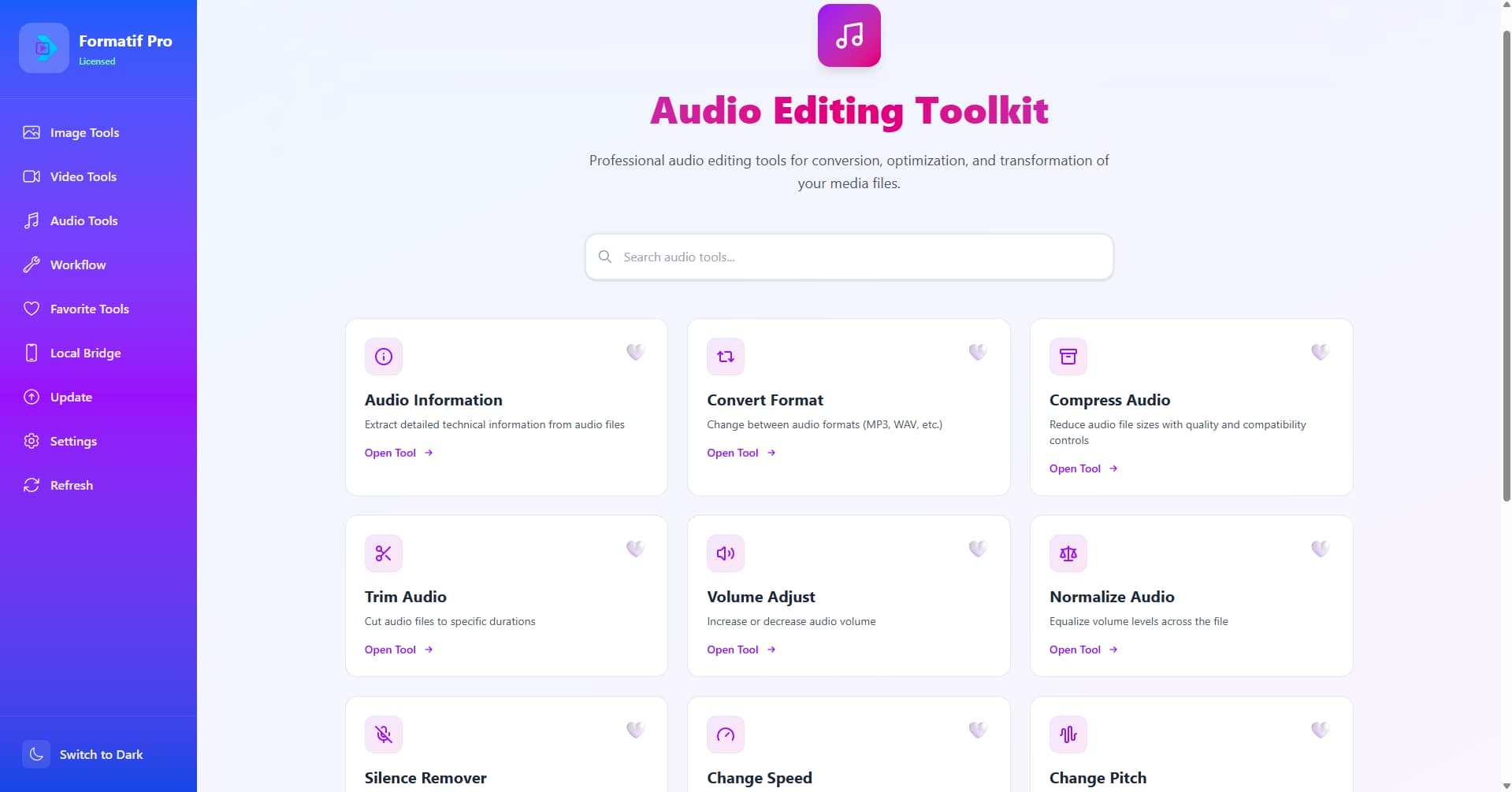 Audios screenshot