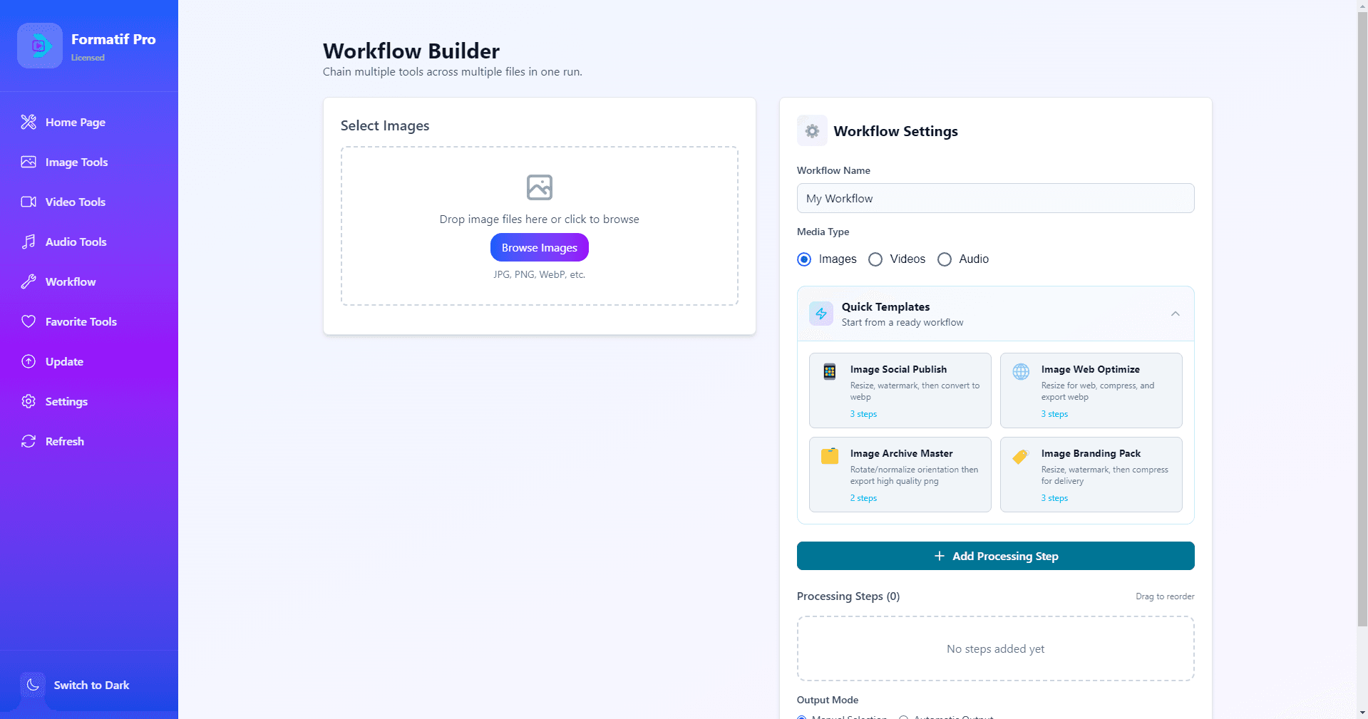 Workflow screenshot