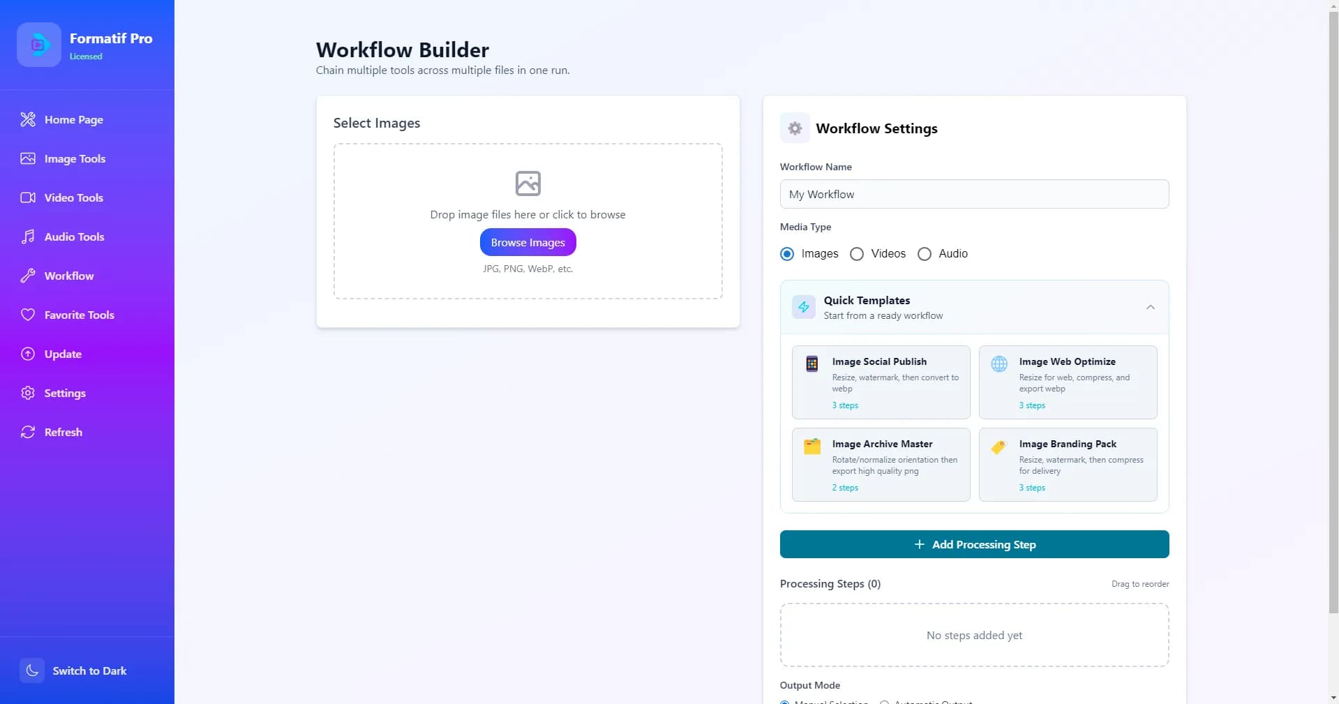 Workflow screenshot