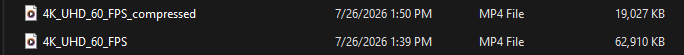 File size comparison: original 62.9 MB video vs compressed 19 MB — 70% reduction using Formatif Pro