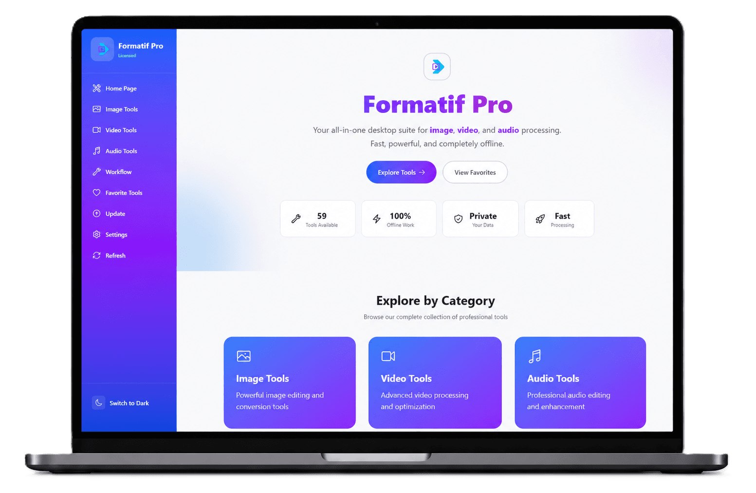 Formatif Pro desktop interface on a laptop
