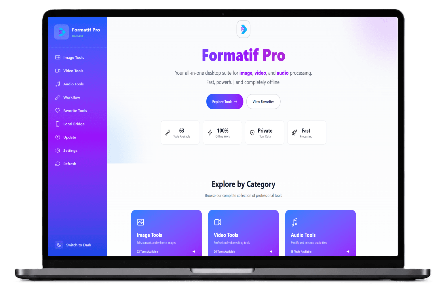 Formatif Pro desktop interface on a laptop